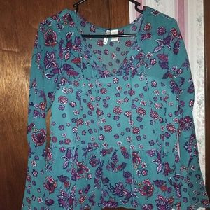 Teal peasant blouse